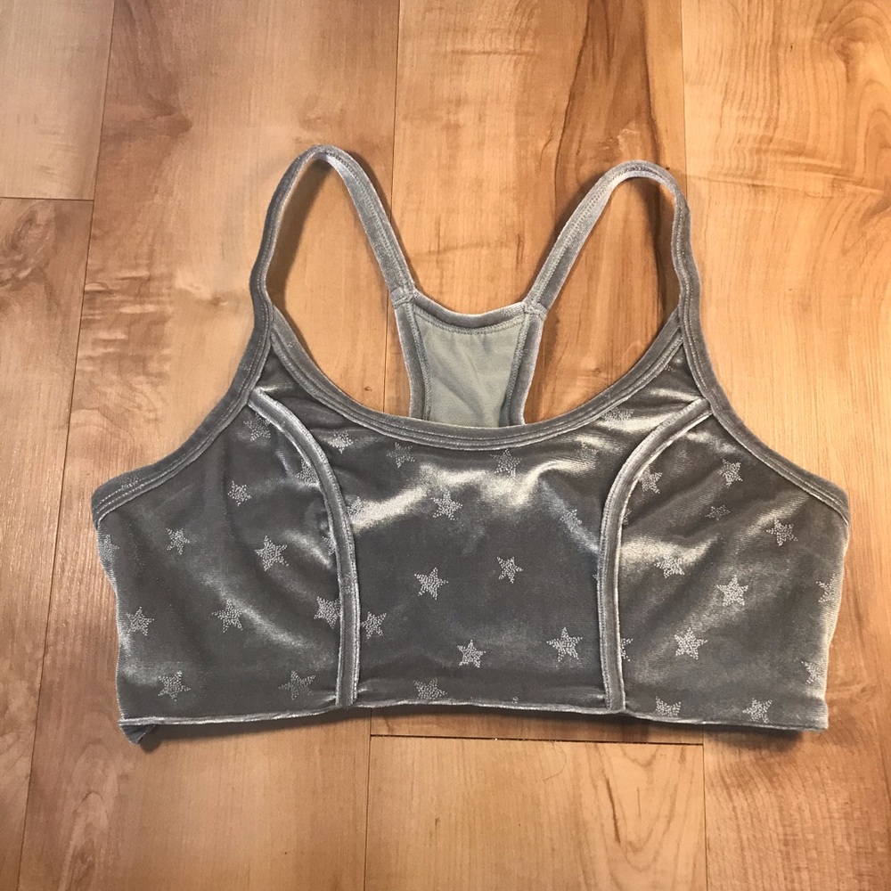 American Eagle Small Green Stars Velvet Bralette